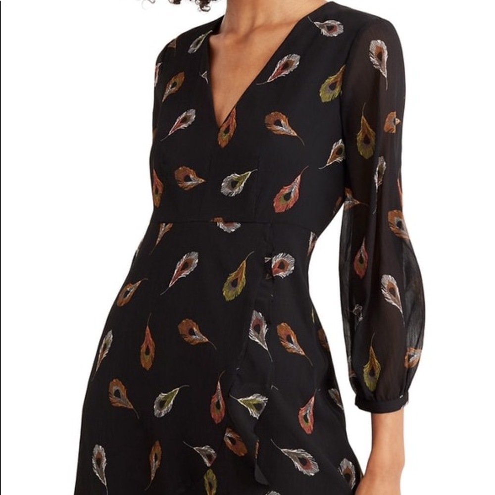 Madewell wrap skirt feather print dress